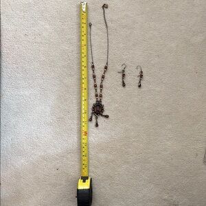 Elegant Brown Beaded Necklace and Earring Set